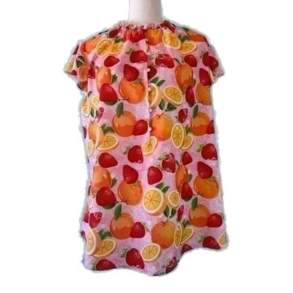 SHEIN curve Oranges and strawberries fruit print blouse.